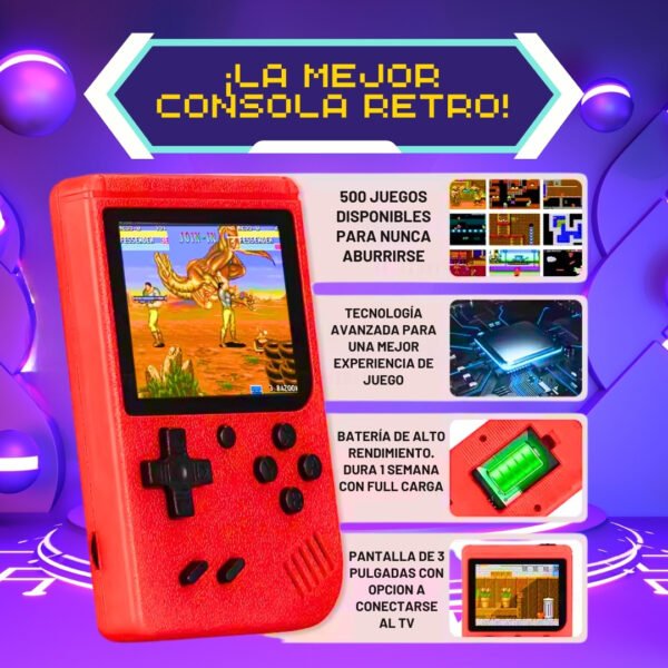 Consola Retro Portátil 500 juegos + Mando + Estuche - Imagen 6